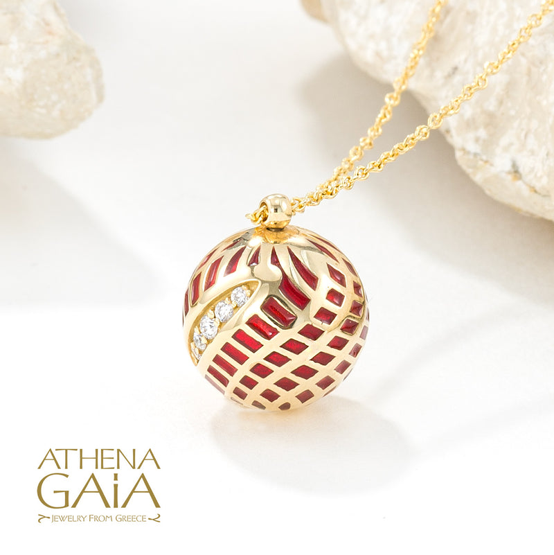 Celestial Fractured Enamel Pendant Necklace - 18k Gold Necklace