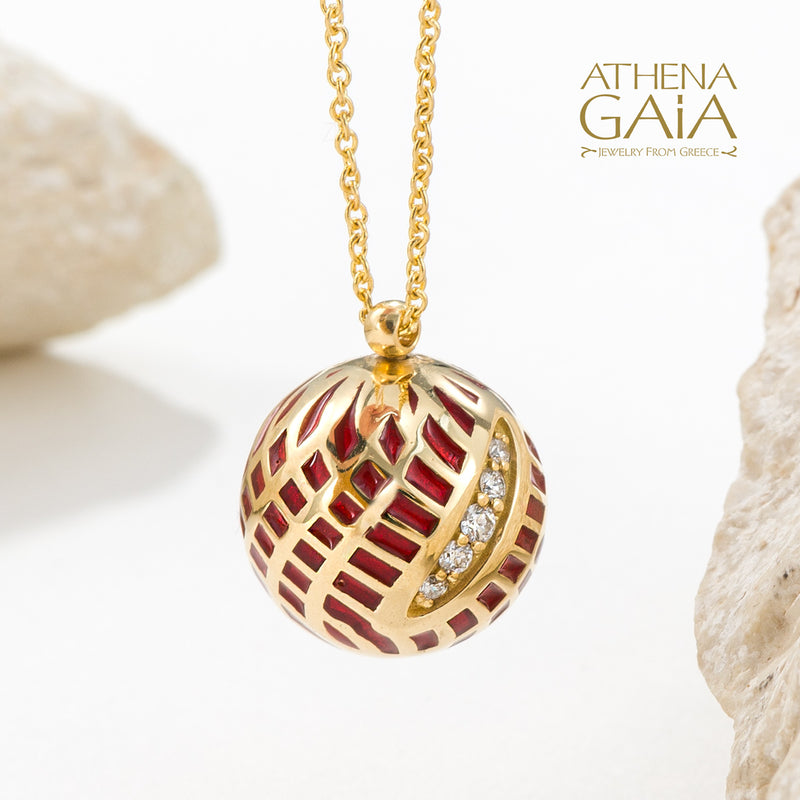 Celestial Fractured Enamel Pendant Necklace - 18k Gold Necklace