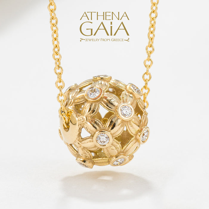 Celestial Floral Pendant Necklace with Diamonds