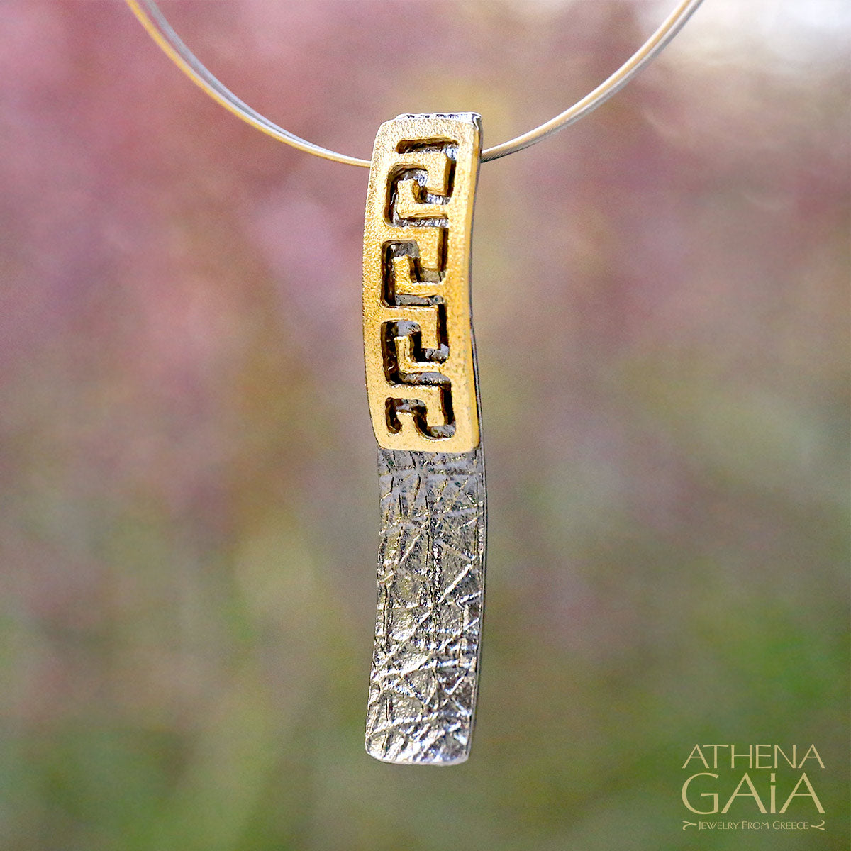 14k Gold and Silver Greek Key Necklace. Classic Handmade Greek Jewelry.  Birthday Gift - Etsy Singapore