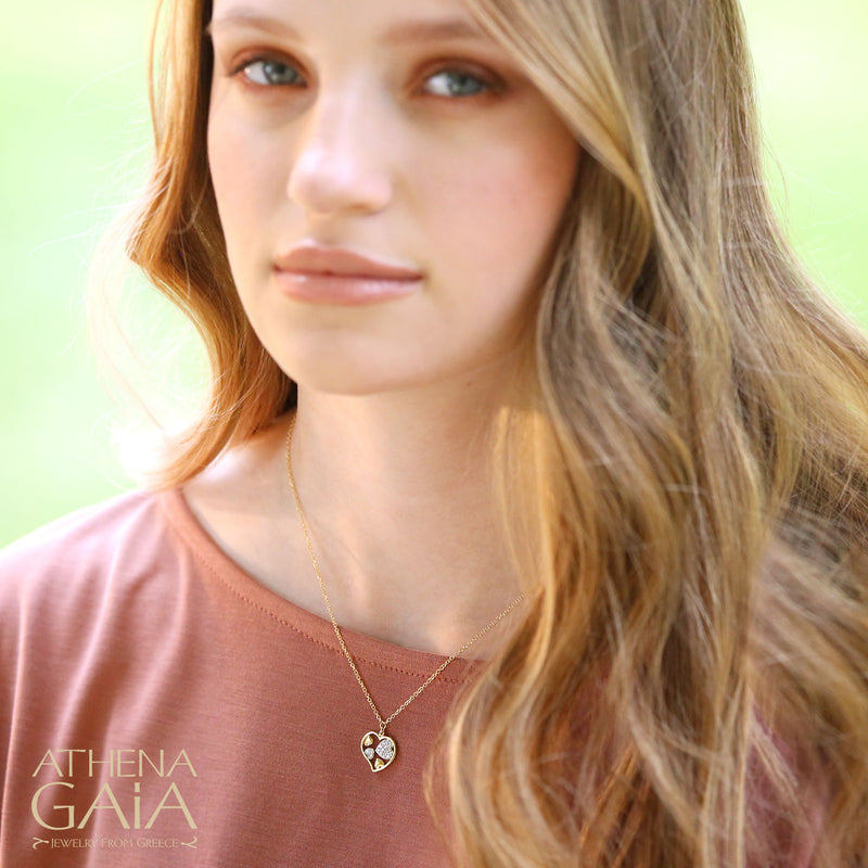 Hearts in Heart Necklace - 14k Gold Necklace