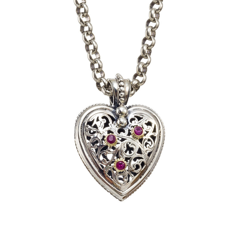 Garden Shadows Medium Heart Pendant - 18k Gold & Sterling Silver Pendant