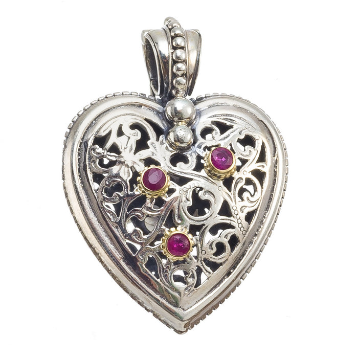 Octagon Fleur Ruby Charm Bracelet with Heart Charm