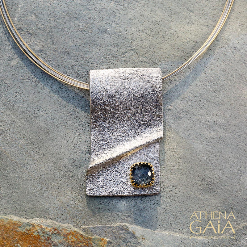 Folding Wave Pendant Necklace - Gold Plated Sterling Silver Necklace