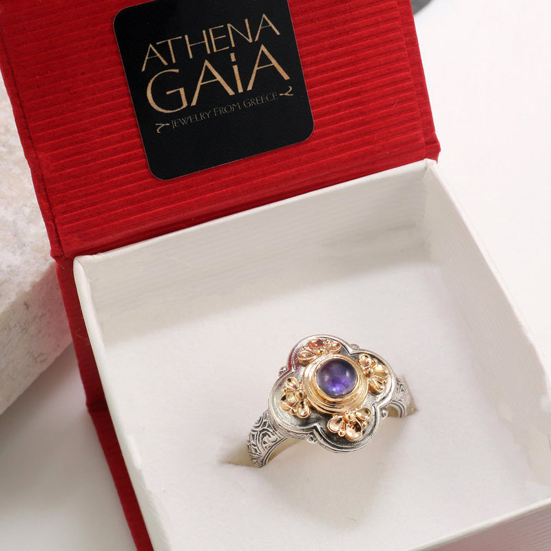 Athenian Flower Ring - 18k Gold & Sterling Silver Ring - Cocktail Ring