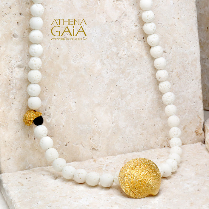 Clam Shell White Coral Necklace