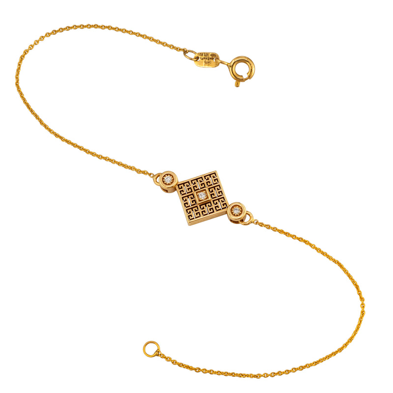 Mythical Minoan Key Diamond & 18k Gold Bracelet
