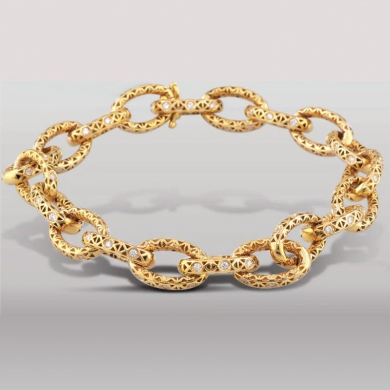 Alysis Oval Link Diamond Filigree Bracelet - 18k Gold Bracelet