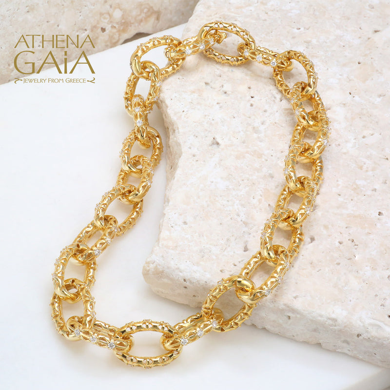 Alysis Oval Link Diamond Filigree Bracelet - 18k Gold Bracelet