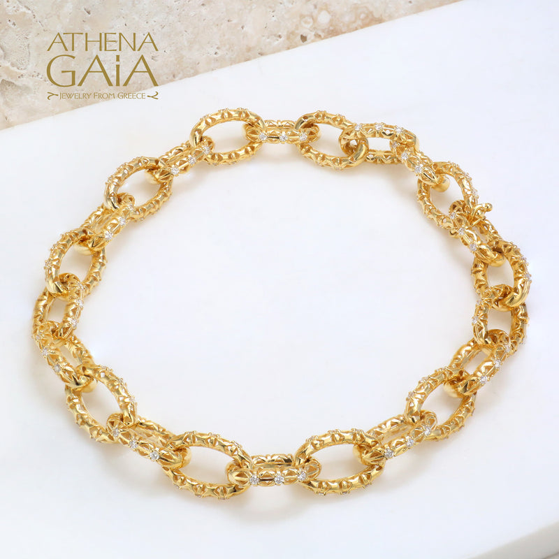 Alysis Oval Link Diamond Filigree Bracelet - 18k Gold Bracelet
