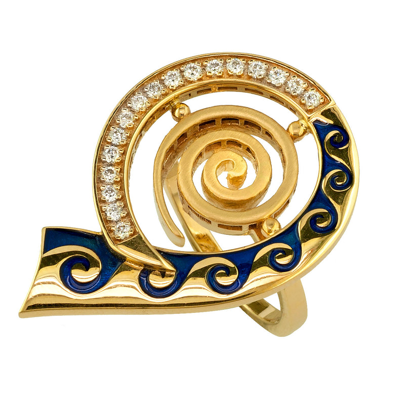 Mythical Spiral Waves Ring - 18k Gold Ring - Cocktail Ring