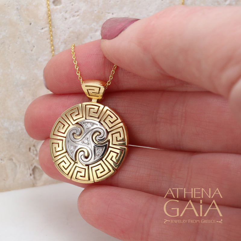 Mythical Argonaut Greek Key Pendant Necklace - 18k Gold Necklace