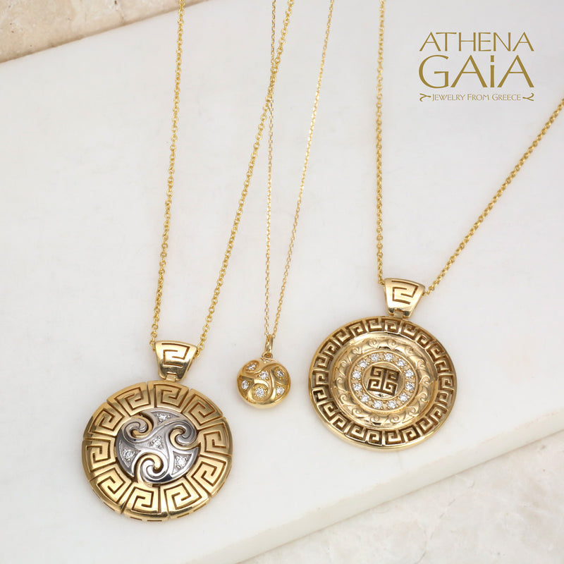 Mythical Argonaut Greek Key Pendant Necklace - 18k Gold Necklace