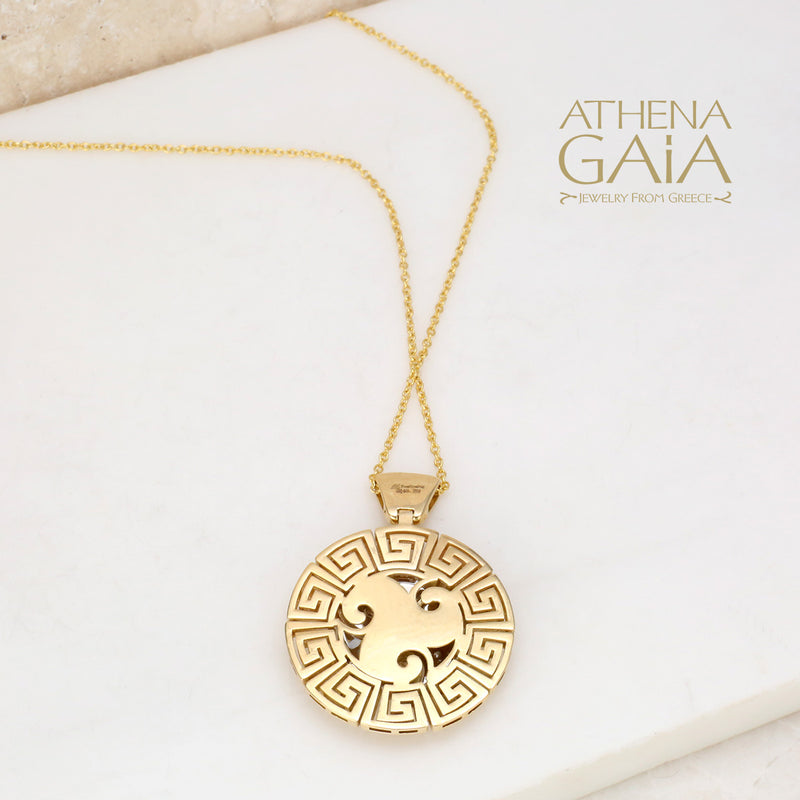 Mythical Argonaut Greek Key Pendant Necklace - 18k Gold Necklace