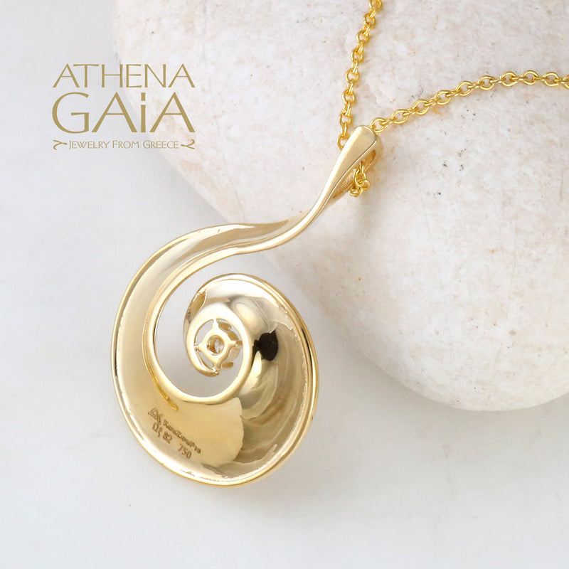 Eternal Spiral Greek Key Pendant Necklace - 18k Gold Necklace