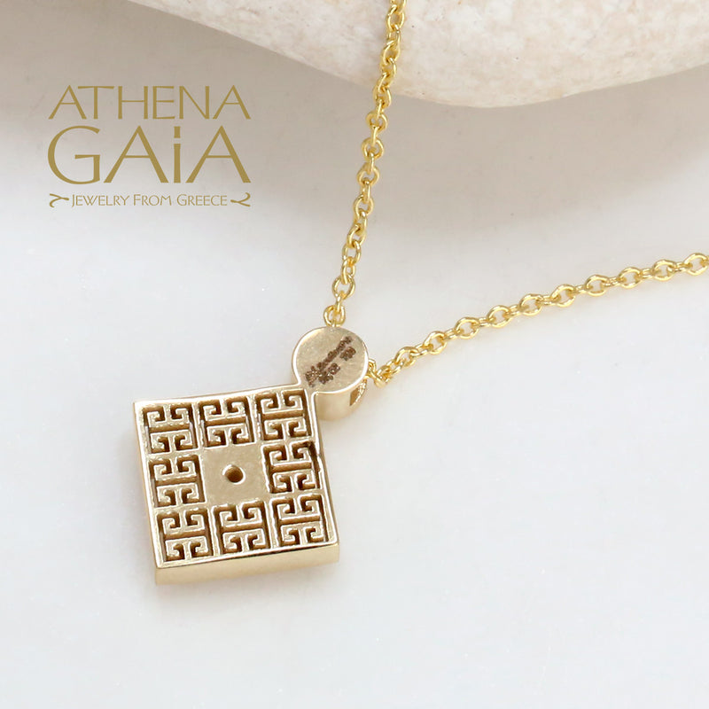 Mythical Minoan Key Pendant Necklace - 18k Gold Necklace