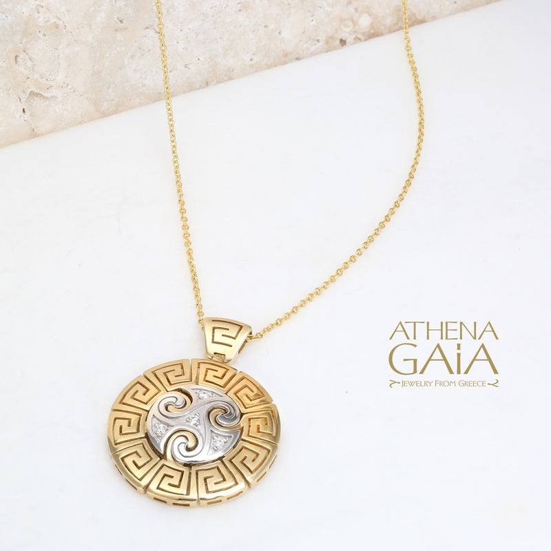 Mythical Argonaut Greek Key Pendant Necklace - 18k Gold Necklace