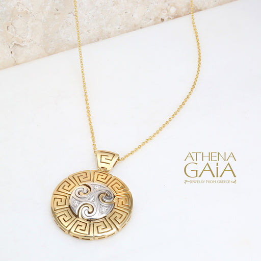 Eternal Spiral Greek Key Pendant with Necklace — Athena Gaia