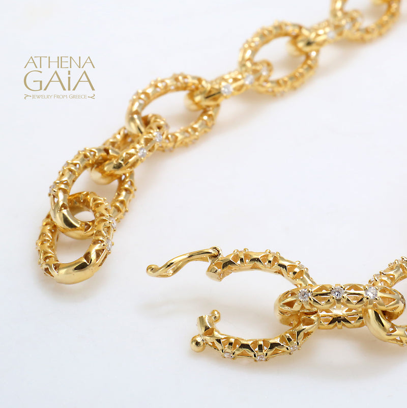 Alysis Oval Link Diamond Filigree Bracelet - 18k Gold Bracelet