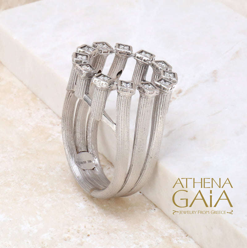 Mythical Delphi Doric Columns Ring - 18k Gold Ring - Cocktail Ring