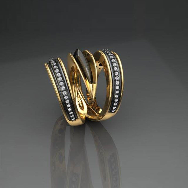 Galaxy Wormhole Ring - 18k Gold Ring - Cocktail Ring