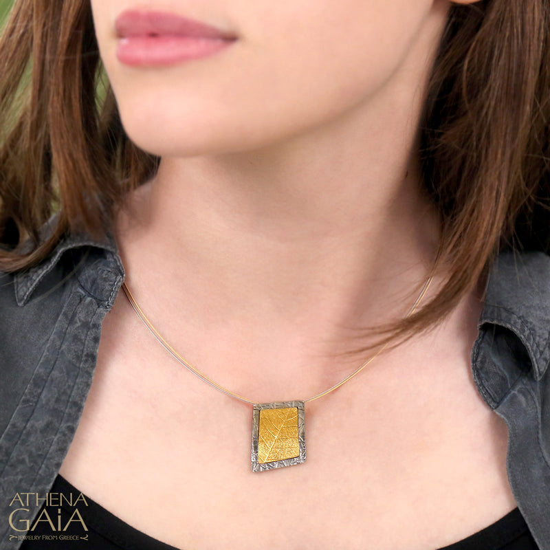 Empathic Square Necklace (Large) - Gold Plated Sterling Silver Necklace