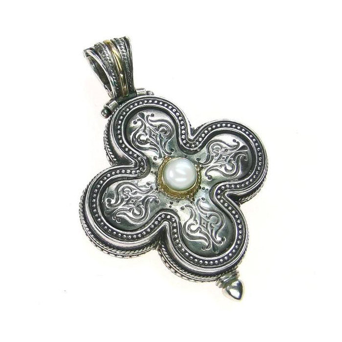 Clover Stone Locket Pendant - 18k Gold & Sterling Silver Pendant