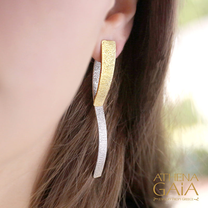 Convertible Wave Earrings - Gold Plated Sterling Silver Earrings