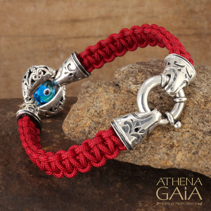 Macrame Zelda Evil Eye Bracelet - Sterling Silver