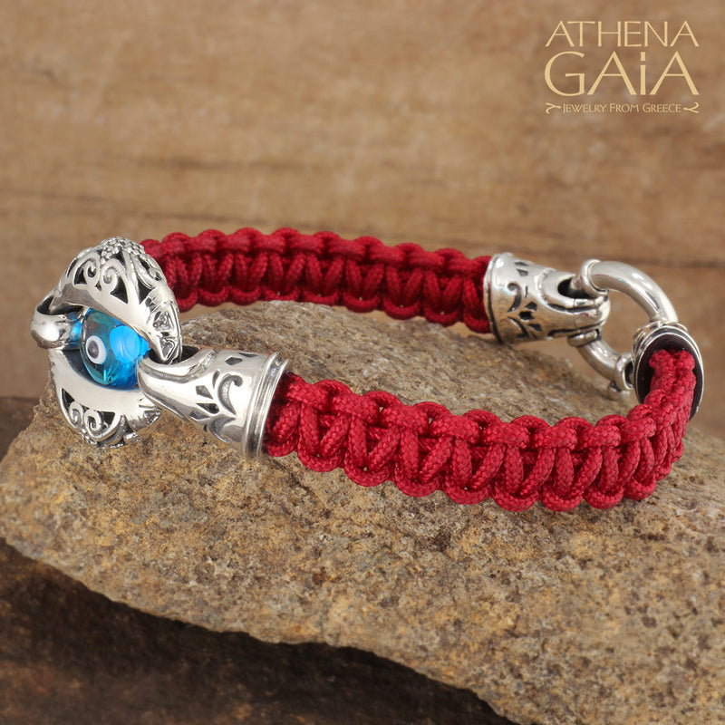 Macrame Zelda Evil Eye Bracelet - Sterling Silver