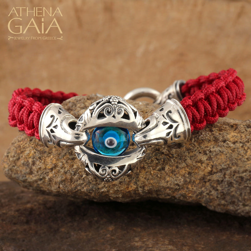 Macrame Zelda Evil Eye Bracelet - Sterling Silver