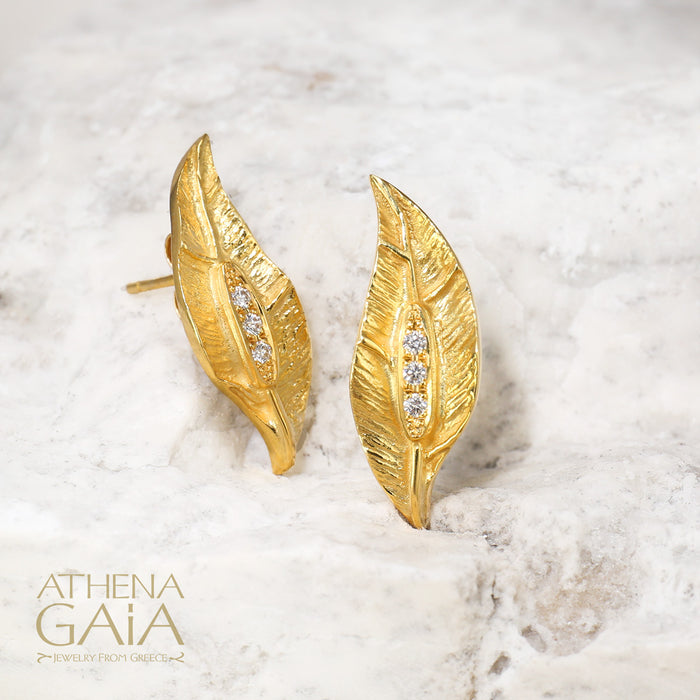 Golden Peonies Diamond Earrings