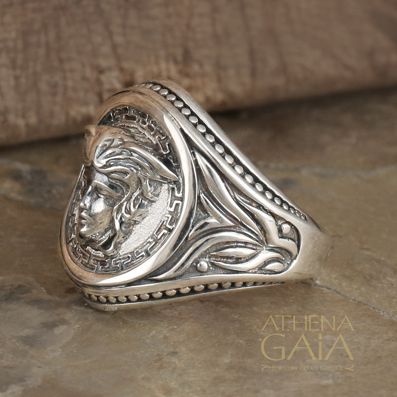 Meandering Medusa Ring - Sterling Silver Ring - Signet Ring