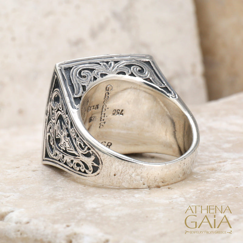 Garden Shadows Cross Synergy Ring - 18k Gold & Sterling Silver Ring - Club Ring