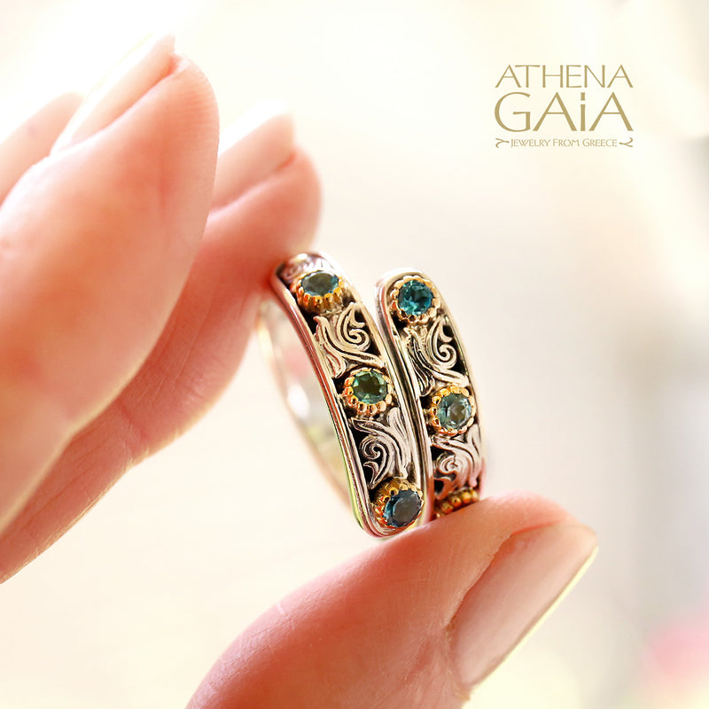 Nefeli Wrap Ring - 18k Gold & Sterling Silver - Stackable Ring