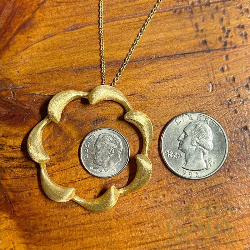 Ocean Waves Pendant Necklace (Large) - 18k Gold Necklace