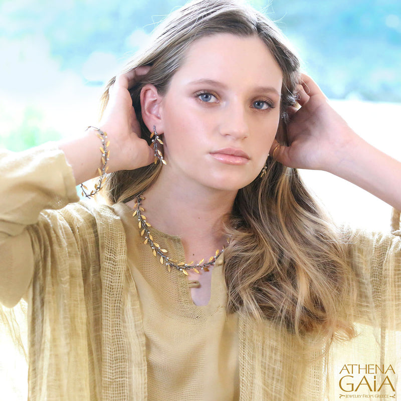 Pearl Olive Full Necklace - Gold Plated Sterling Silver Necklace