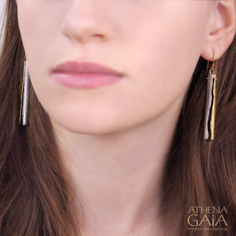 Wind Chimes Earrings - Gold Plated Sterling Silver - French Wire Earrings