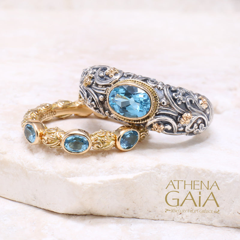 Meadow Breeze Triple Oval Stone Ring - 18k Gold Ring - Stackable Ring