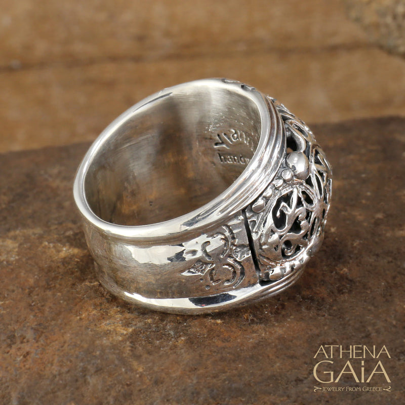 Super Bulged Filigree Ring - Sterling Silver Ring - Cocktail Ring
