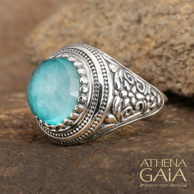 Byzantine Water Garden Ring - Sterling Silver Ring - Cocktail Ring