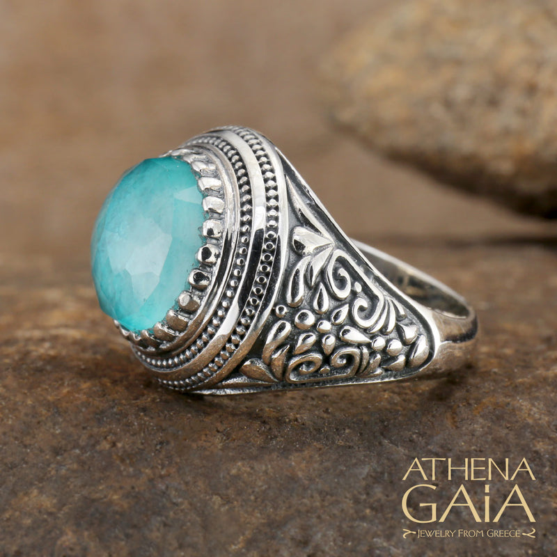 Byzantine Water Garden Ring - Sterling Silver Ring - Cocktail Ring
