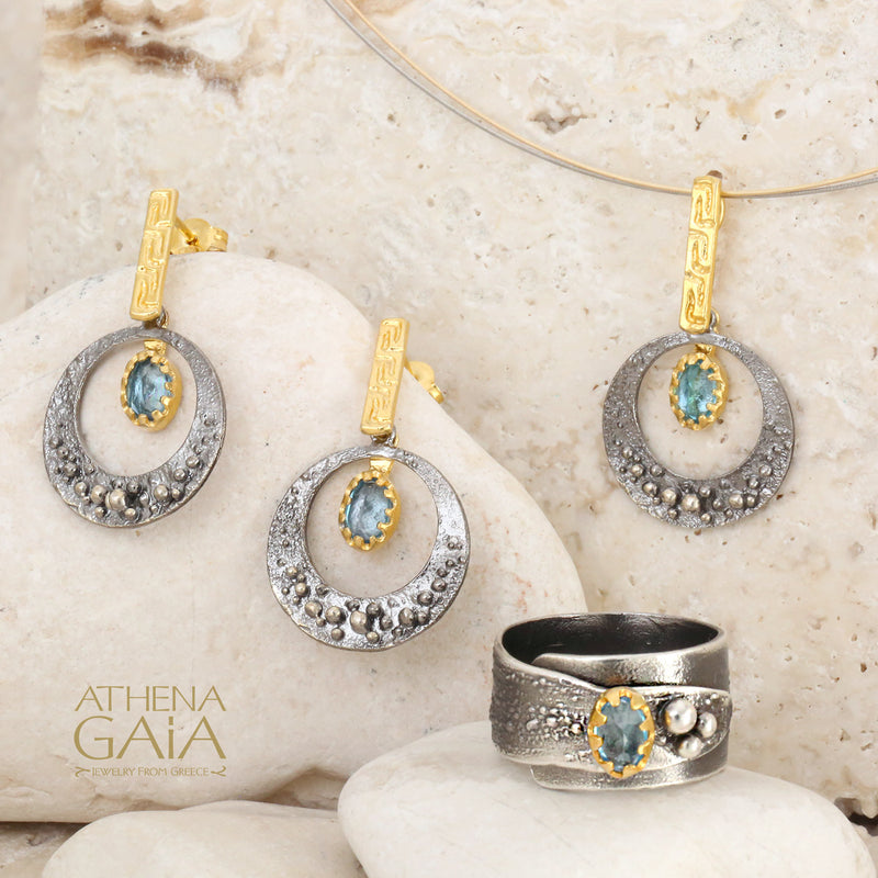 Topaz Pebble Necklace - Gold Plated Sterling Silver Necklace