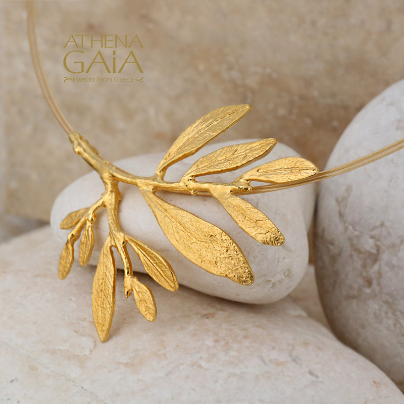 Olive Leaf Cluster Necklace (Large) - 14k Gold Necklace
