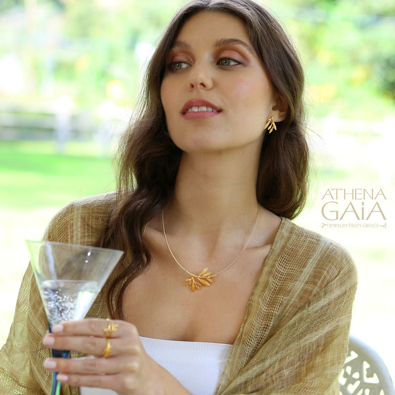 Olive Leaf Short Earrings - 14k Gold Earrings - Post Earrings