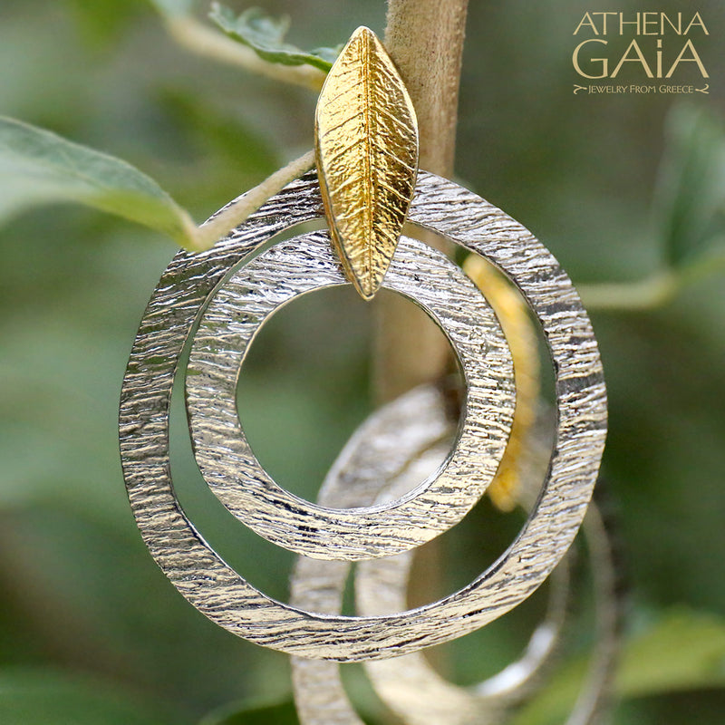 Leaf Top Earrings - Gold Plated Sterling Silver Earrings