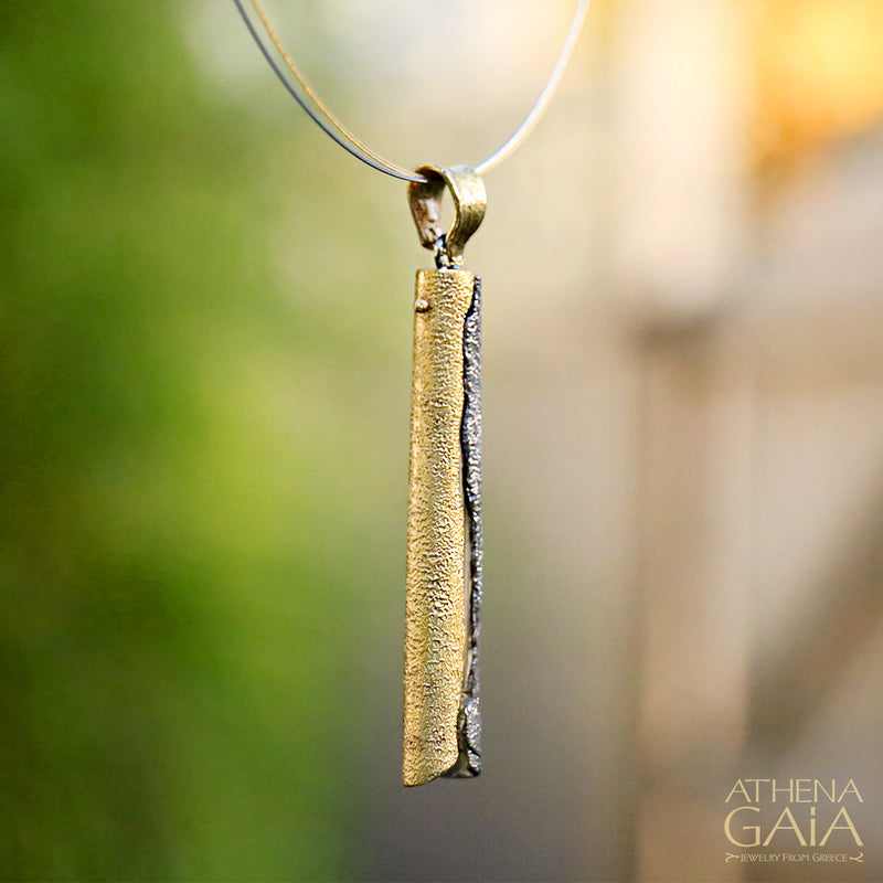 Wind Chimes Pendant Necklace - Gold Plated Sterling Silver Necklace