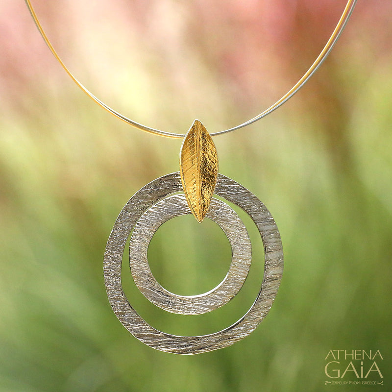 Leaf Top Pendant Necklace - Gold Plated Sterling Silver Necklace