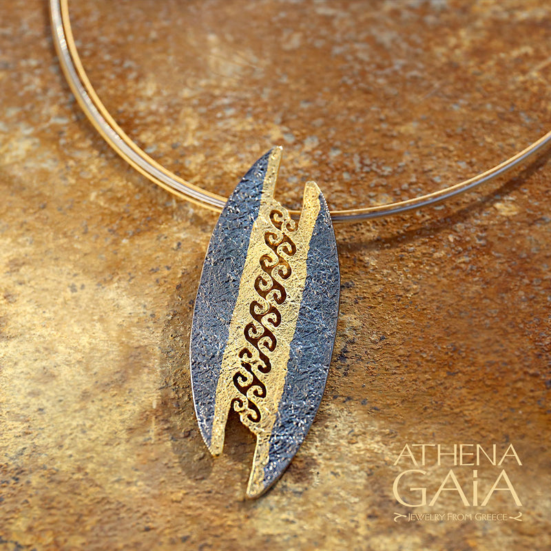 Nightwaves Maelstrom Pendant Necklace - Gold Plated Sterling Silver Necklace