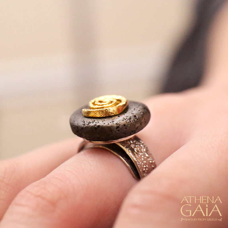 Lava Flow Ring - Gold Plated Sterling Silver Ring